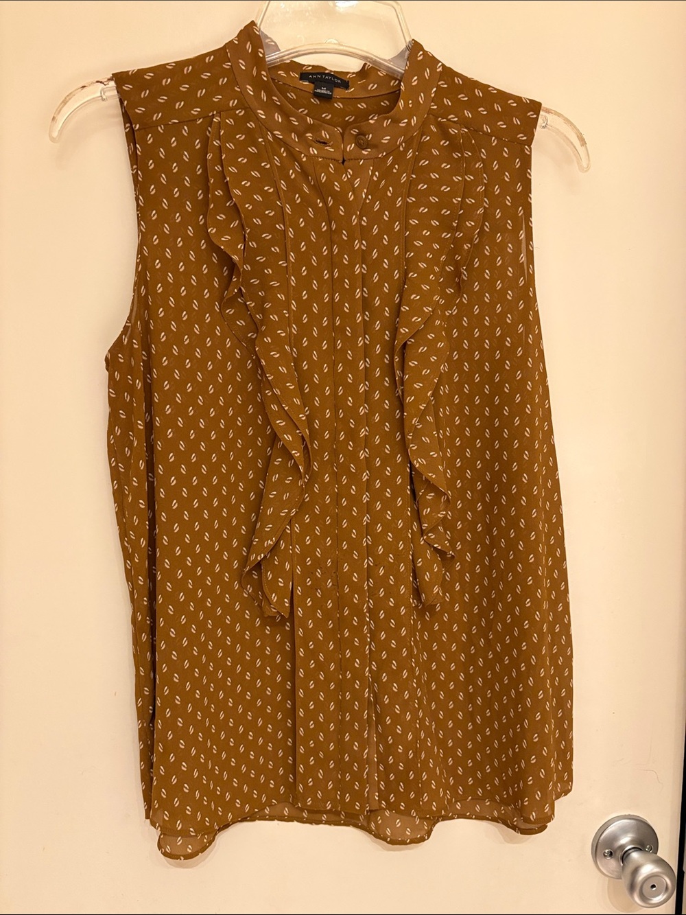 Ann Taylor Mustard Sleeveless Ruffle Front Camisole